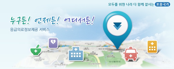 모두를 위한 나라 다 함께 잘사는 포용국가 누구든! 언제든! 어디서든! 응급의료정보제공 서비스